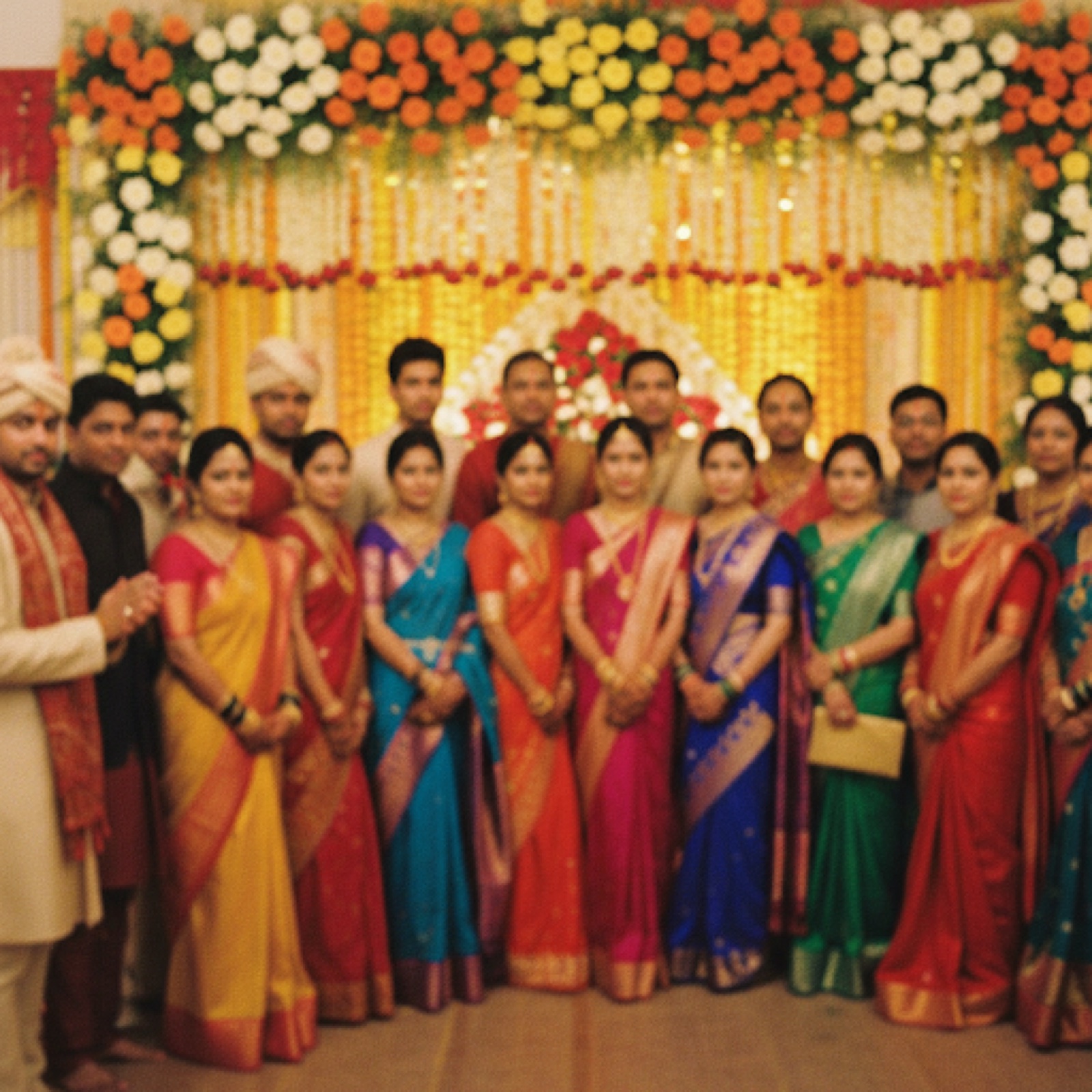 Wedding group photo example needing believable cleanup