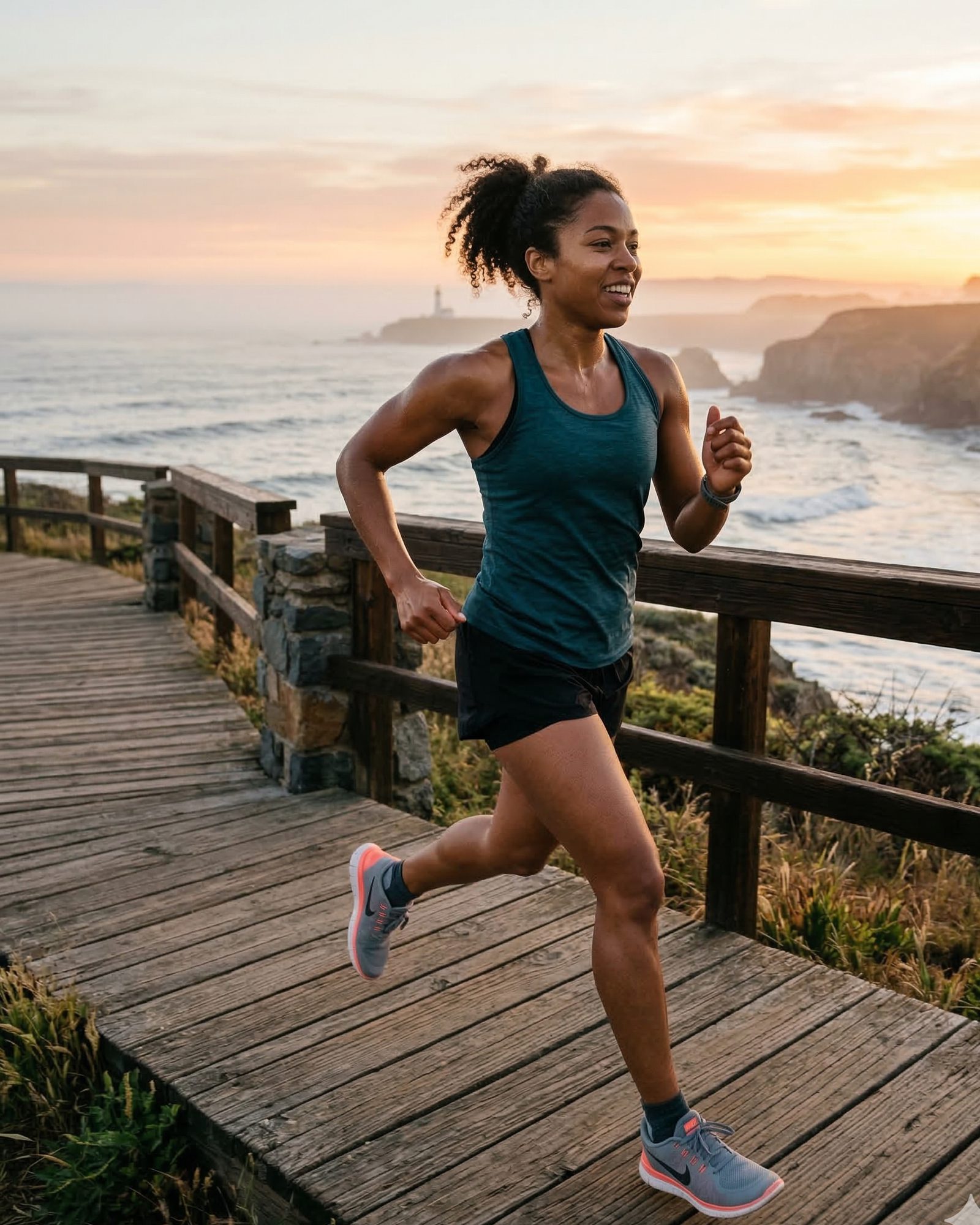 Runner in motion during an outdoor sports moment