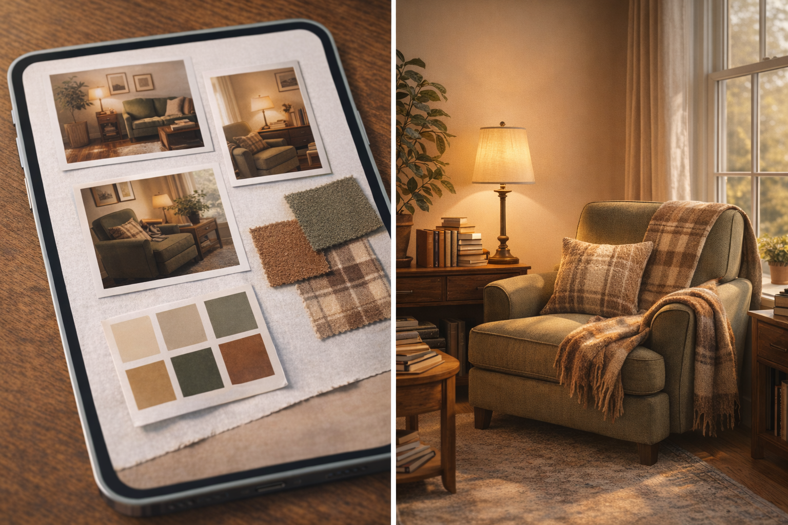 Concept interior result using a style board as visual reference